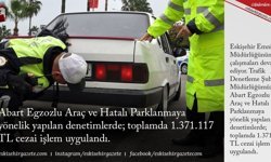 Trafik Denetleme Şube Müdürlüğümüzce Abart Egzozlu Araç ve Hatalı Parklanmaya yönelik yapılan denetimlerde; toplamda 1.371.117 TL cezai işlem uygulandı.