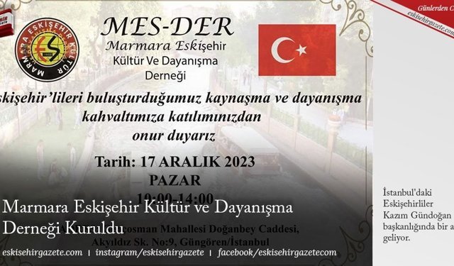 Marmara Eskişehir Kültür ve Dayanışma Derneği Kuruldu