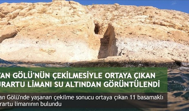 Van Gölü'nün çekilmesiyle ortaya çıkan Urartu limanı su altından görüntülendi
